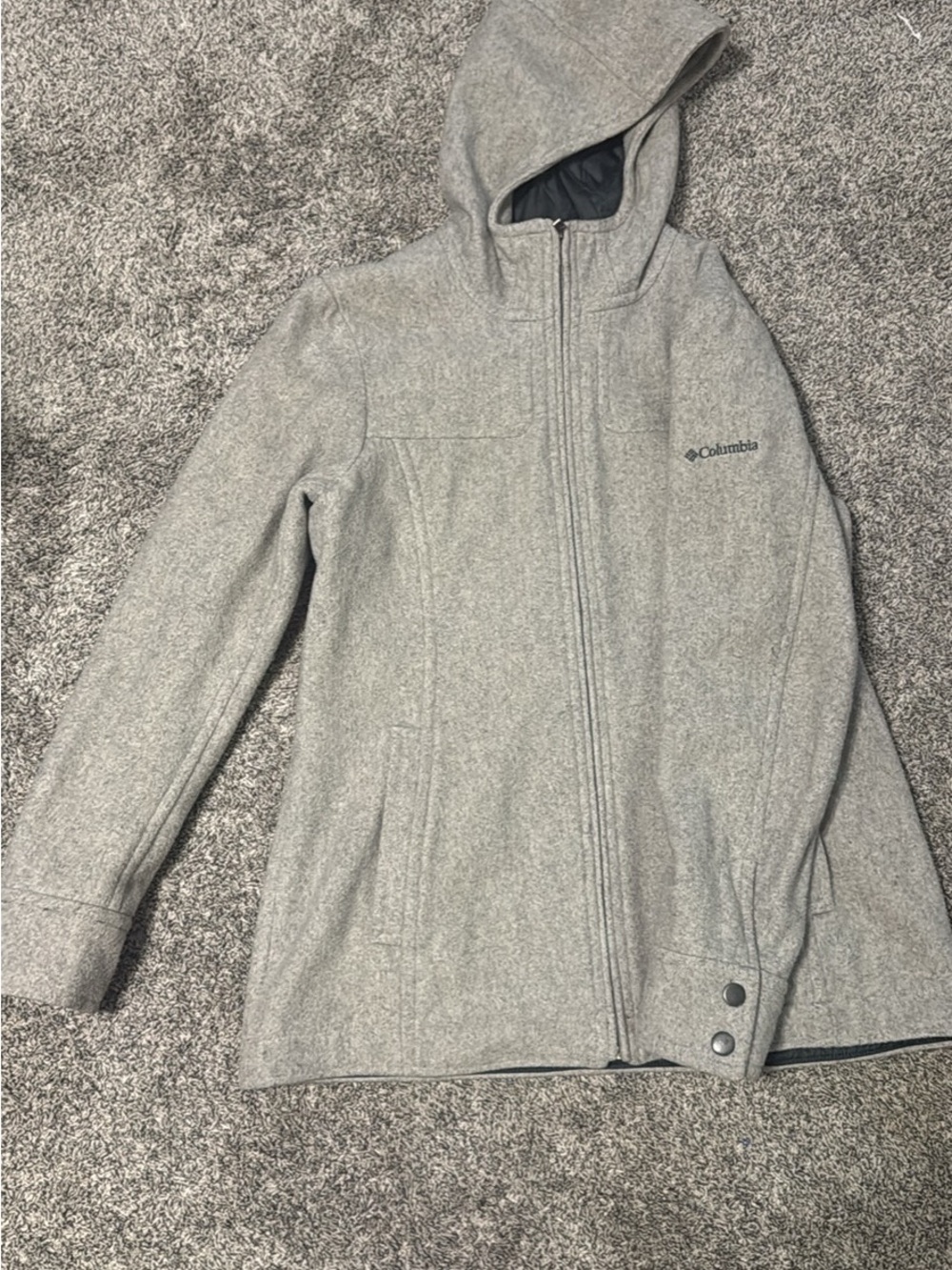 Columbia Gray Hooded Women's Wool Coat